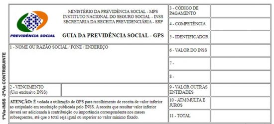 Guia complementar do INSS - Guia da Previdência Social GPS