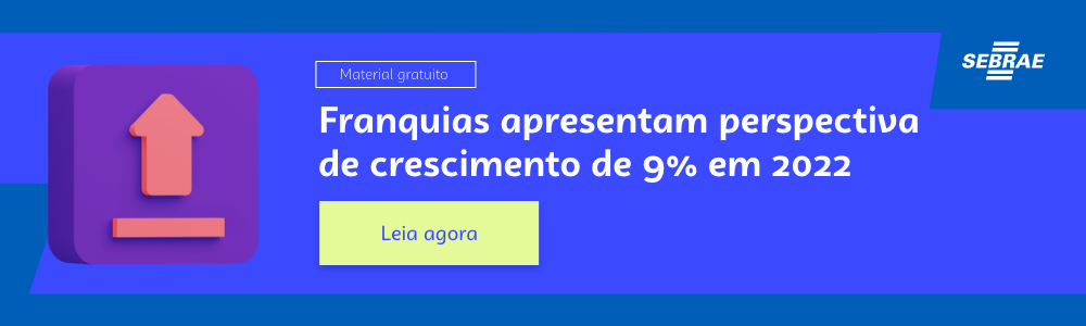 banner azul com a ilustração de uma seta vermelha para cima representando o crescimento das franquias