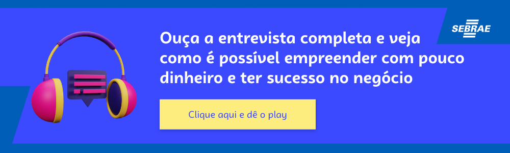 banner de fundo azul para entrevista sobre empreender com pouco dinheiro
